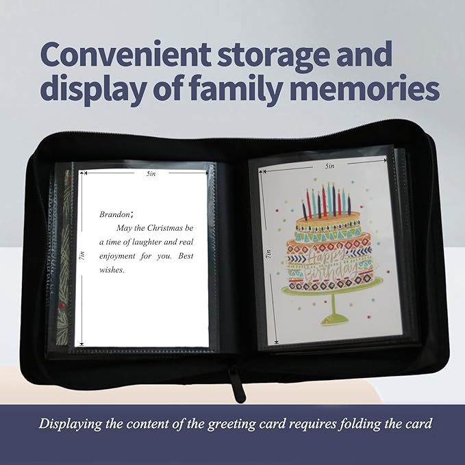greeting card book organizer,christmas card photo album,birthday card organizer binder,for greeting card box keepsake storage and display,holds 84 cards (turquoise)