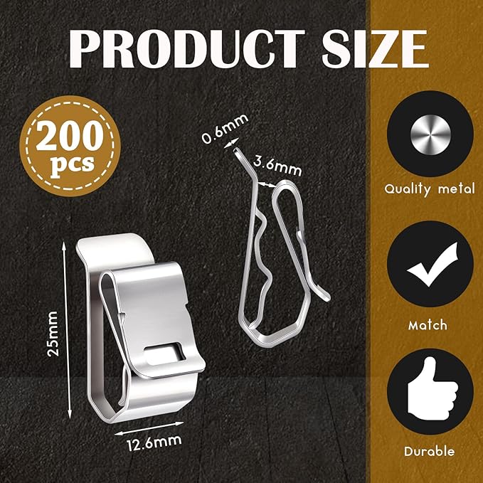 Dunzy 200 Pcs Stainless Steel Cable Clips S Clip Metal Trailer Wire Clip Electrical Cord Management Solar Panel Wire Clips for Pv Wiring Boat Cable Boat Trailer, 0.2 to 0.3 Inch in Rope Capacity