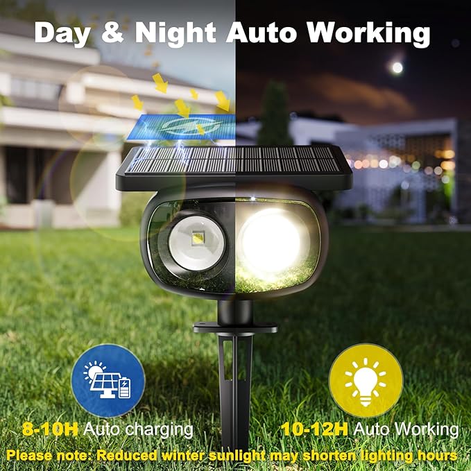 Solar Spot Lights Outdoor Waterproof IP68, RGB Colors Changing Solar Lights with 4 Lighting Modes, Solar Powered Lights Outdoor for Garden Yard Outside Landscape (4Pack)