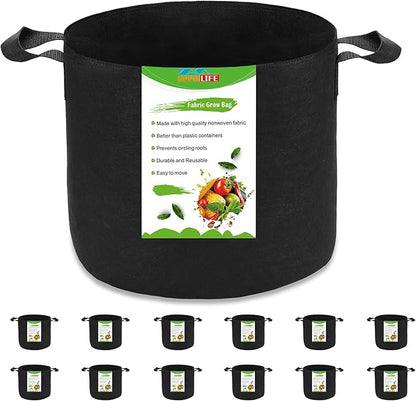 12-Pack 7 Gallon Plant Grow Bags, Heavy Duty Aeration Fabric Pots with Handles for Garden and Planting