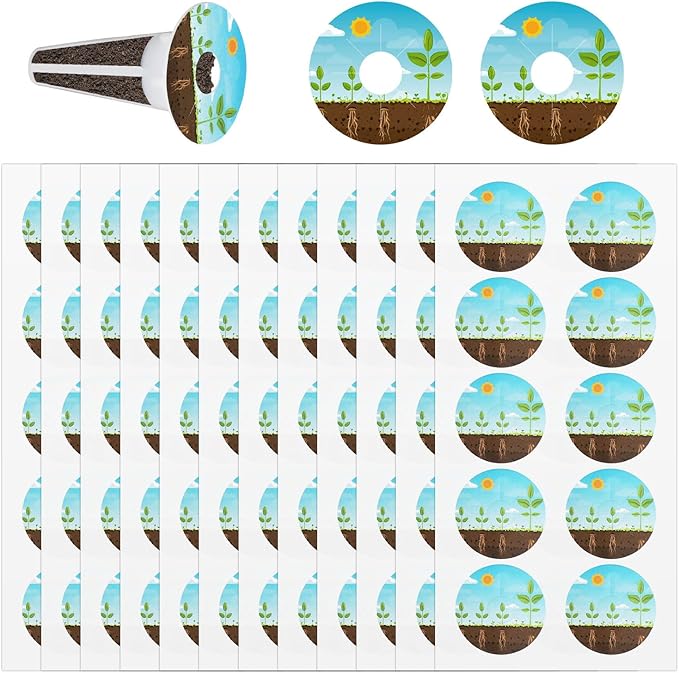 120 Pcs Plant Grow Stickers, Round Planting Grow Basket Labels Self-Adhesive Hydroponic Garden Plant Seed Tags Supplies for Indoor/Outdoor Gardening Record & Understand Seedling Growth