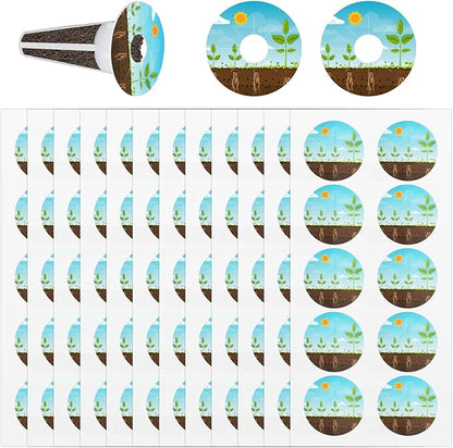 120 Pcs Plant Grow Stickers, Round Planting Grow Basket Labels Self-Adhesive Hydroponic Garden Plant Seed Tags Supplies for Indoor/Outdoor Gardening Record & Understand Seedling Growth