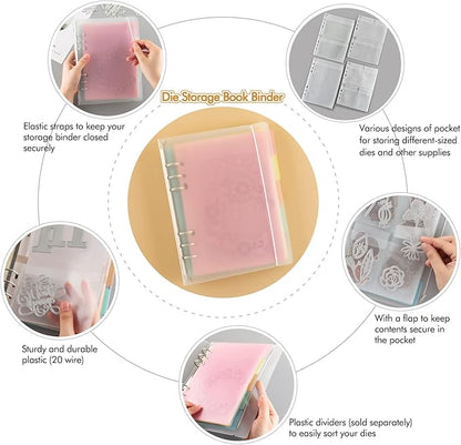 BAOFALI 40 Pages/2Set A5 6 Ring Clear Stamps Storage Embossing Folder Storage with Dividers Photo Storage Album Seal Bags Storage Keeper Cards for DIY Scrapbooking Arts Crafts Collecting Bags
