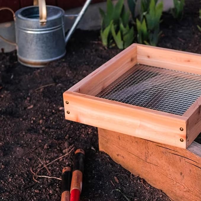Dirt Sifter Screen - Handheld Garden Sifter | Compost Soil Screen Sifter, Solid Wooden Gravel Sifter, Soil Sieve Dirt Strainer for Compost Dirt Potting Soil Sifting Gravels Peat Moss Bonsai Tool