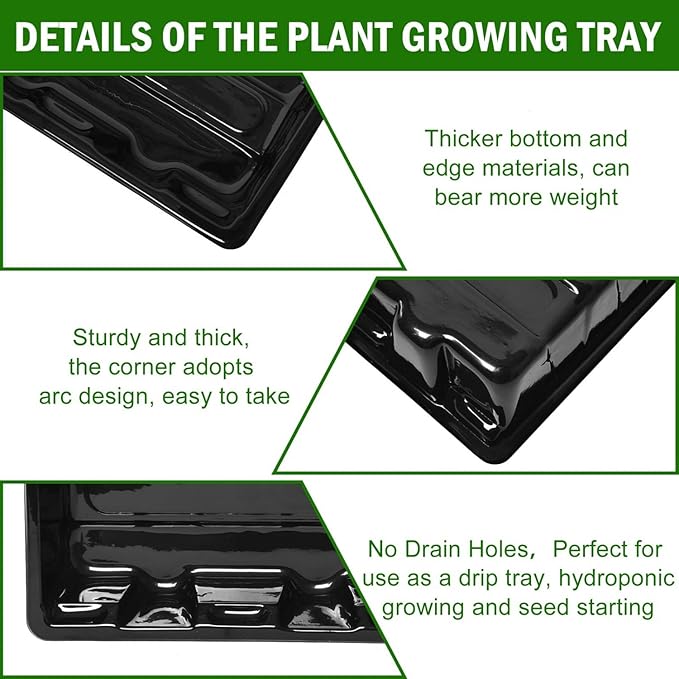 YoleShy 5 Packs Seed Starter Tray with Dome Reusable Plastic Plant Growing Trays with Humidity Domes Thickened Sturdy for Seed Starting Germination Growing Seedling Propagation,14.5"x9"