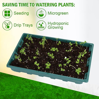 YoleShy 5 Packs Seed Starter Tray with Dome Reusable Plastic Plant Growing Trays with Humidity Domes Lids Thickened Sturdy for Seed Starting Germination Growing Seedling Propagation,14.5"x9"