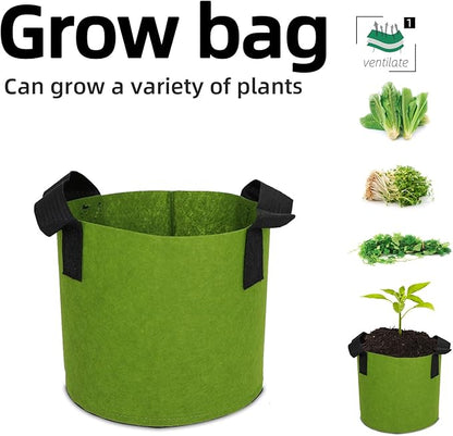 Grow Bags,Growing Pot Bags Garden Grow Bag Indoor Outdoor Fabric Aeration Plant Pot Container Flower Vegetable Pouch (Army Green,1 Gallon)