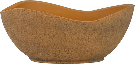 Classic Home and Garden Arc Unique Planter Bowl w/Drain Plug - UV Resistant Shallow Planter - Modern Plant Pot for Herbs (12.5” Georgia Clay)
