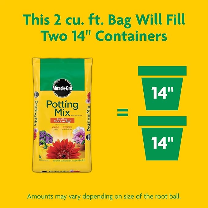 Miracle-Gro 10 Pack Potting Soil Mix for Container Plants, Flowers, Vegetables, Shrubs, Annuals, and Perennials, Feeds for Up to 6 Months, 2 Cu Ft