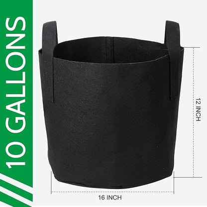 JERIA 24-Pack 10 Gallon Nonwoven Grow Bags, Plant Grow Bags，Heavy Duty Aeration Fabric Pots with Durable Handles, Come with 24 Pcs Plant Labels