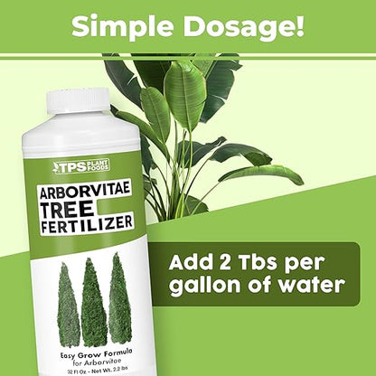 Arborvitae Tree Fertilizer for All Arborvitaes, Evergreen Shrubs and Thuja Trees, Liquid Plant Food, 32 oz (1 Quart)
