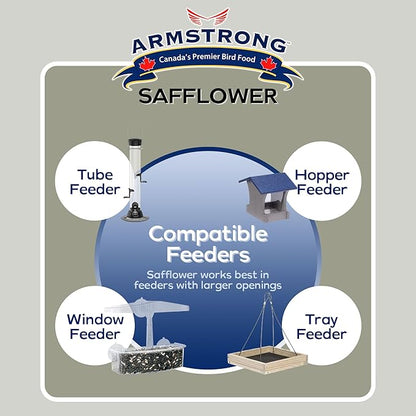 Armstrong Wild Bird Food Safflower Bird Seed, 20 Pounds - for Northern Cardinals, Rose-Breasted Grosbeaks and Black-Capped Chickadees - Ideal for Outside Feeders