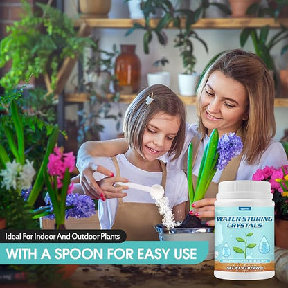 2LB Water Storing Crystals for Plants with Spoon, Water Gel Solves Plant Over-Watering and Drought Problems, Keeps The Soil Moist, Small Water Storing Polymer Crystals for Plants Candle
