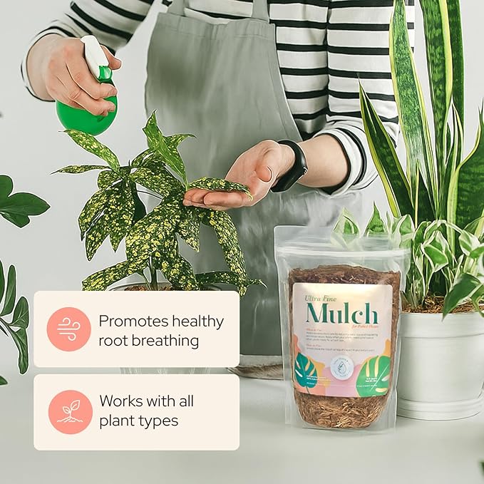 Urban Thumb and Co Ultra Fine Garden Plant Mulch - Top Cover for Indoor / Outdoor Potted House Plants - Compact Size,Potting Mix for Urban Plant Lovers- 3.25 Quarts