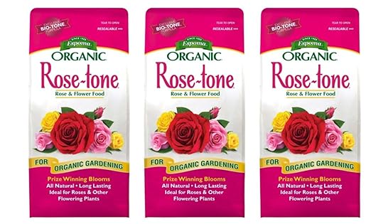 Espoma Organic Rose-Tone 4-3-2 Organic Fertilizer for All Types of Roses and Other Flowering Plants. Promotes Vigorous Green Growth and Abundant Blooms. 4 lb. Bag - 3 Pack