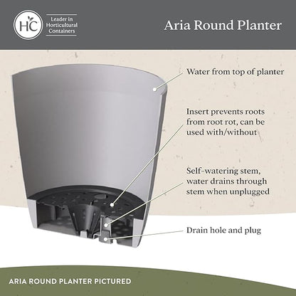 The HC Companies Aria Round Self-Watering Pot - Lightweight Plastic Planter for Herbs & More - Durable Plant Pots for Indoor Plants & Outdoor Plants (6" Glossy Avocado, Pack of 2)