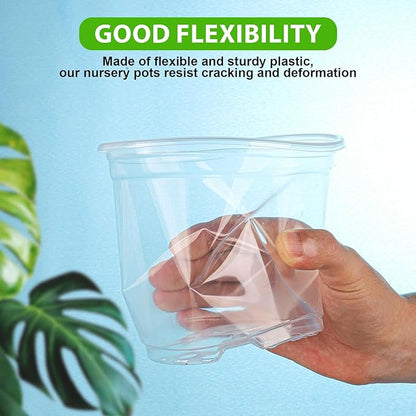Clear Nursery Pots for Plants, 3.5/4/5 inch Plastic Plant Flower Pot with Drainage Holes High Transparency Seedling Planter for Seed Starter (15PCS)