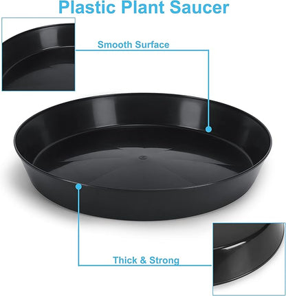 Saucers 18 Inch (16.3 Inch Base) Case of 5 Plant Saucers - Black Colored Polypropylene Made in USA