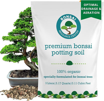 100% Organic Bonsai Soil – All-Natural, Well-Draining Potting Mix for Healthy Bonsai, Succulents, Cactus & Kokedama | Pumice, Akadama, Bark | Made in USA | 3L Bag