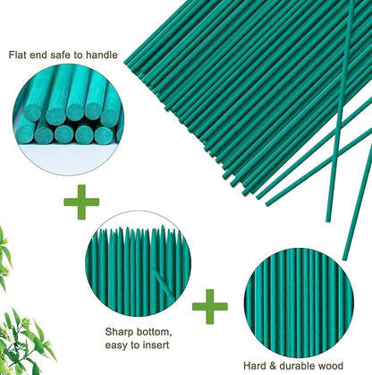 Plant Stake 17 Inch SupKing Wood Plant Sticks 30 Packs Orchid Stakes Sturdy Green Bamboo Plant Support Stake Gardening Floral Potted Plant Support