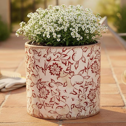 7.7" Planters For Indoor Outdoor Plants, Rustic Pots For Plants, Vintage Plant Pots Indoor, Tuscan Indoor Tree Pot, house decor, gardening gifts for women, Red Flower Pot Outdoor For Garden, Large