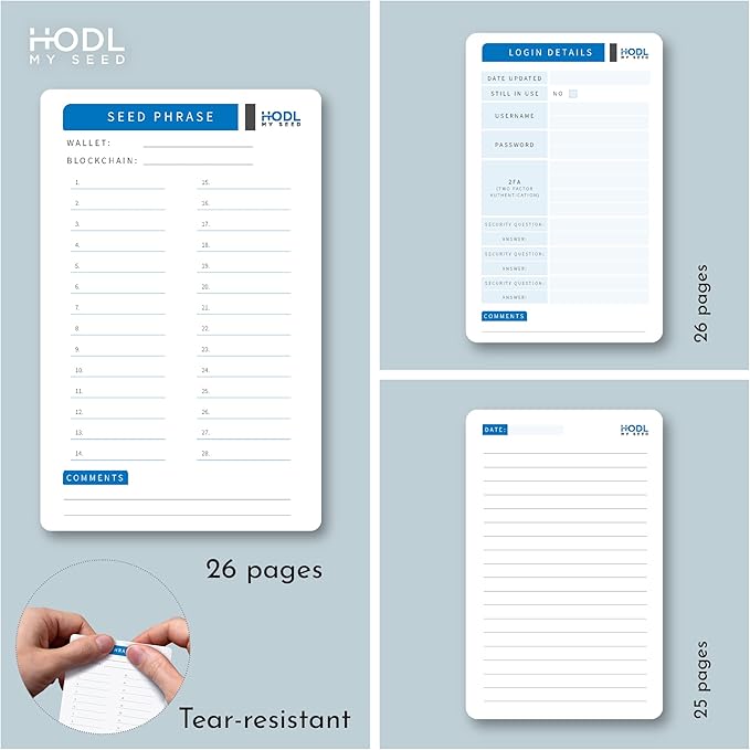 Seedbook By Hodl My Seed – The Safest And Most Convenient Way To Store Your Crypto Recovery Seed Phrases. Securely Lock Your Cold Storage Keys In This Safe Password Notebook(1, Black)