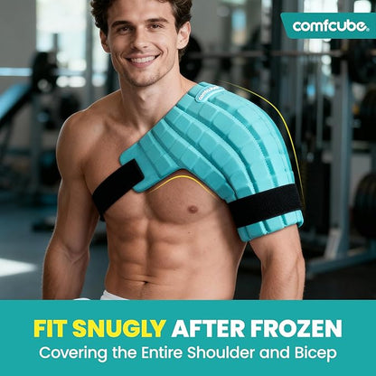 Shoulder Ice Pack Wrap for Injuries, 2 Hours Long Lasting Rotator Cuff Cold Therapy Flexible Shoulder Ice Pack for Pain Relief, FSA Eligible, Cold Pack for Tendinitis, Surgery, Swelling