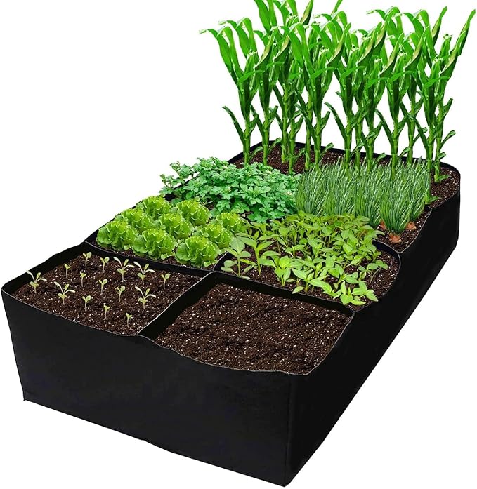 Fabric Garden Bed, 3 x 6 Feet, 8 Grid Planter Box, 128 Gallon Raised Bed for Vegetables and Flowers