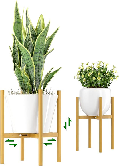 EKNITEY Adjustable Plant Pot Stand: Indoor Outdoor Modern Flower Holder Metal Plant Rack Organizer Planter Stand for Garden Patio Corner Bathroom Living Room Balcony Home Office (Gold)