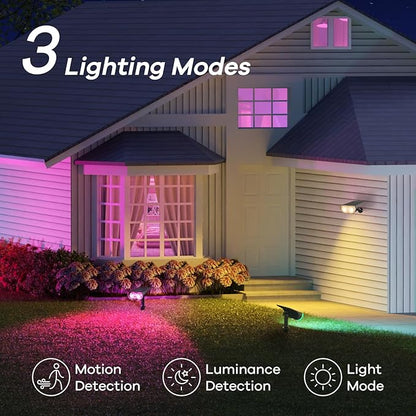 Linkind Smart Solar Lights Outdoor SL5 with Motion Sensor, APP Control Cool/Warm White/Color Changing Solar Spot Lights Outdoor, IP65 Landscape Lighting for Yard, Garden, Path(6 Pack)
