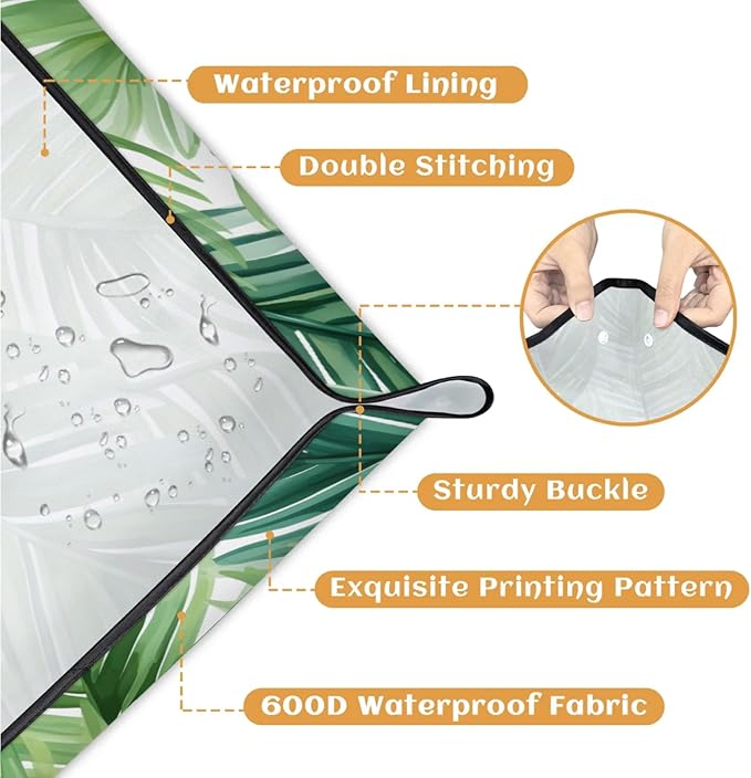 Pardick Repotting Mat for Indoor Plant 19.7"x19.7" Tropical Leaves Soil Change Mat Waterproof Planting Tray Foldable Succulent Potting Mat Gardening Gifts for Women Men Plant Lovers