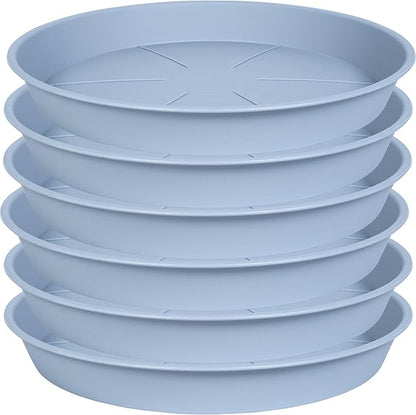 6 Pack of Plant Saucer Tray 4 6 8 10 12 14 17 19 22 25 inch, Heavy Duty Plastic Pot Plant Drip Trays Saucers for for Indoors Outdoor, Plant Water Tray for Planters 4-7" (6", Light Gray)