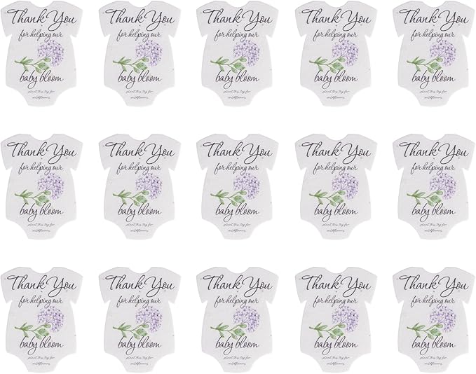 Onesie Seed Paper – 15 Hydrangea Shower Favors for Guests with Wildflower Seeds, Writable & Plantable, Shower Favor Gifts for Guest