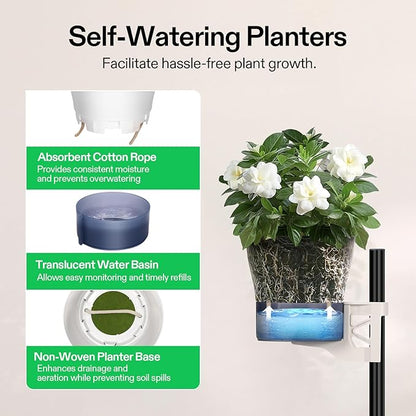VIVOSUN Metal Plant Stand, 6-Tier Tall Vertical Planter Tower with Self-Watering Planters, Modular Shelf for Indoor & Outdoor Use