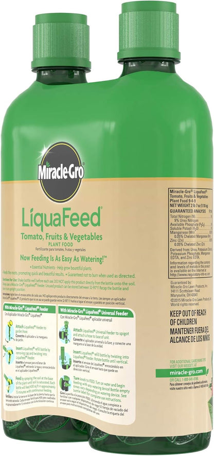 Miracle-Gro LiquaFeed Tomato, Fruits and Vegetables Plant Food, For In-Ground and Container Plants, 16 oz., 2-Pack