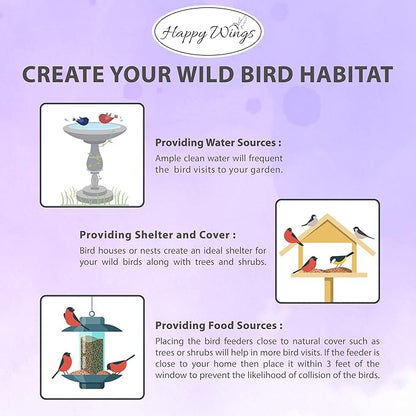 Happy Wings Finch Blend Bird Food, Mix of Sunflower Hearts/Kernels and Nyjer Seed Wild Bird Food-13 Ounce Pack of 2 | Prefilled Sock | No Grow Seed I Bird Seeds for Wild Birds