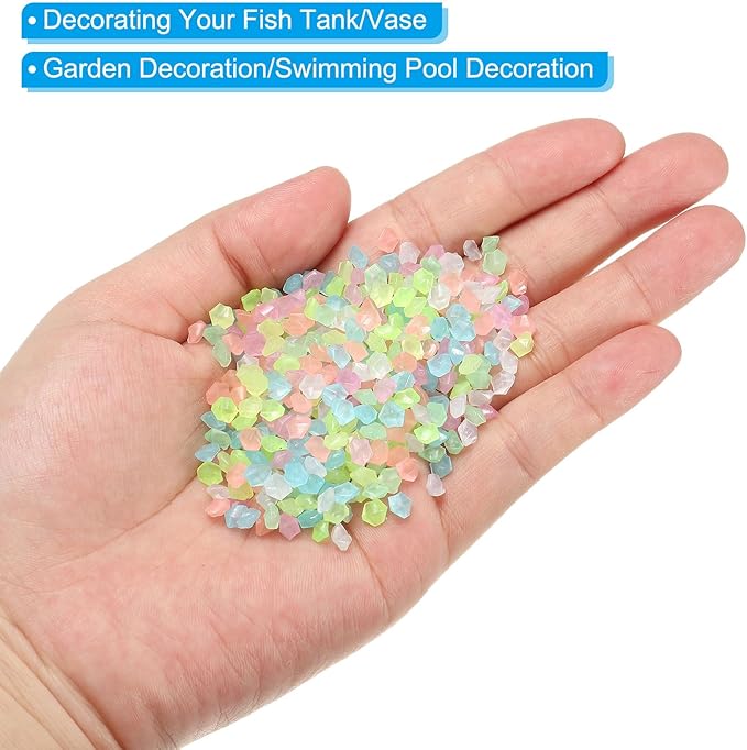 MECCANIXITY 10000pcs Glow Rocks 3-5mm Glow Pebbles Decoration in The Dark Luminous Stones Decor DIY Decorative Multicolored for Garden, Potted Plant, Fish Tank