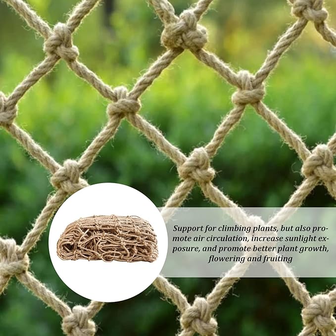 Garden Plant Climbing Net, Jute Plant Support Netting Jute Garden Netting for Plants Natural Garden Trellis Twine Net for Pea Bean Climbing Vegetable 39x197 Inch.