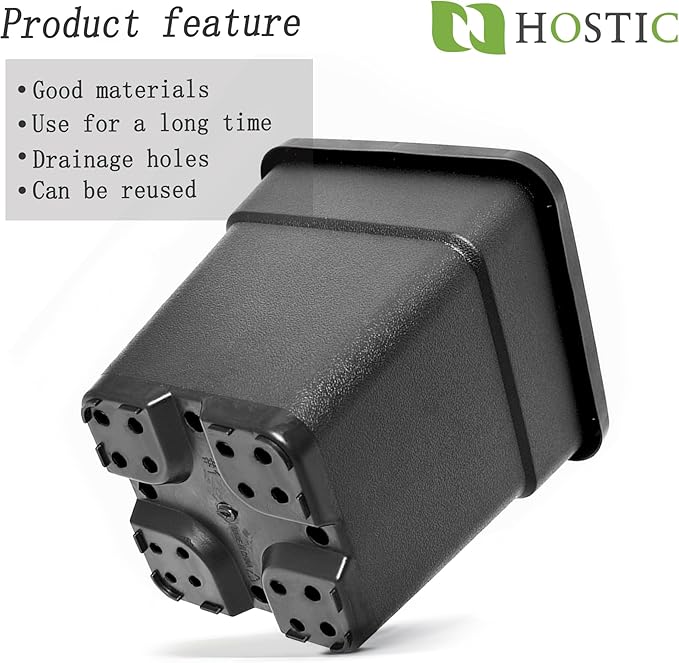 HOSTIC 1 Gallon Square Nursery Pots Flexible Plastic Pots for Plants Gallon Pot with Drainage Holes 10 Pcs