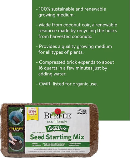 Burpee Natural Purpose Granular 4-Lb Organic Food for Growing Strong Plants & Organic Coconut Coir Concentrated Seed Starting Mix, 16 Quart