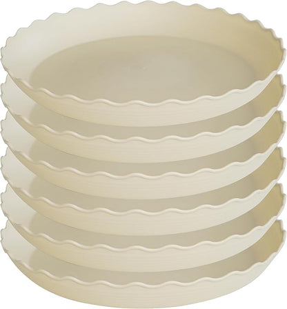 6 Pack Plant Saucer 8 inch, Heavy Duty Plastic Plant Water Tray, Planter Saucers, Flower Pot Tray Water Trays for Plant Pots (Beige)