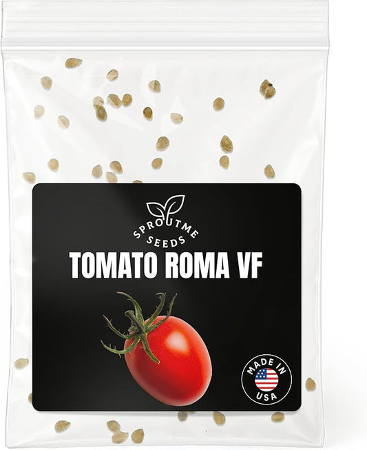 Roma VF Tomato Seeds for Planting – 50+ Heirloom Paste Tomato Seeds, Meaty Low Acid Tomatoes, Non-GMO, High Germination, Indoor & Outdoor Garden (Solanum lycopersicum)
