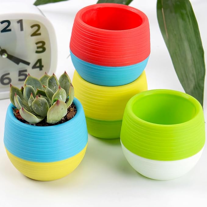 Elsjoy 30 Pack Mini Succulent Pot, 3 Inch Plastic Seed Starter Pots Small Cute Succulent Planter with Drainage for Indoor & Outdoor Plants, Home Decor, Free Assembly