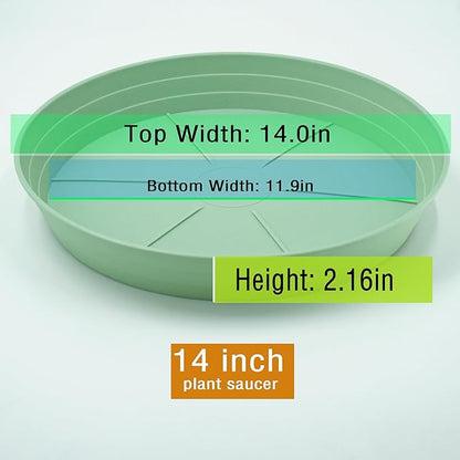 Plant Saucer 14 Inch 2 Pack 6 8 10 12 14 16 18 20 25, Plastic Plant Trays for Pots，Extra-Deep Plant Water Dray Tray, Bird Bath Bowl, Heavy Flower Plant Saucers Indoors and Outdoor No Holes