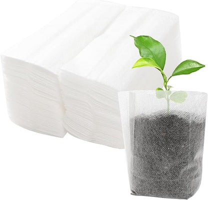Sucrain 100Pcs 5.5*6 Inch Plant Nursery Bags, Non-woven Seedling Bag Degradable Fabric Nursery Planting Bag for Fruit Vegetable Sapling Garden Flower Seed Culturing&Transplant Supply (100, 5.5*6inch)