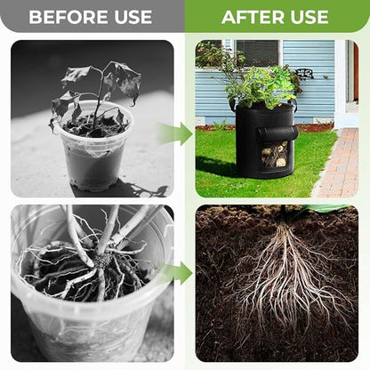 Potato Grow Bags, Thickened 300G Nonwoven Fabric Grow Bags with Handles, Grow Bag for Tomato, Vegetables, and Potatoes, Heavy Duty Planting Pots, Reusable Plant Grow Bags (5pcs Black, 5 Gallon)