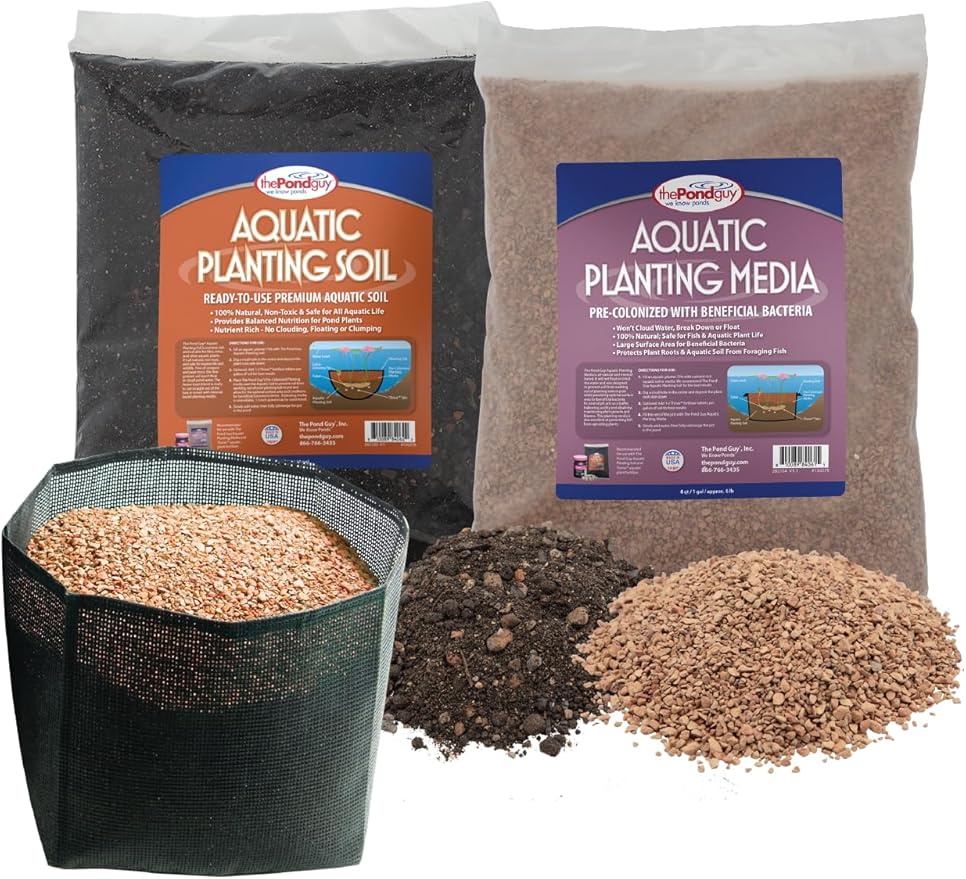 The Pond Guy Small Black Outdoor Planting Kit - Bag & Soil for Water Lilies & Bog Plants - 6 Quarts - Rectangular - Modern - Aeration - Adaptable Shape