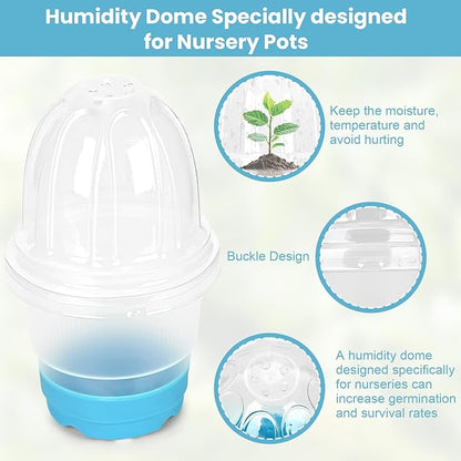 Sckee Clear Nursery Pots for Plants with Lid,30 Packs Seed Starting Pots 4 inch Plastic Plant Pot with Drainage Holes Seed Starting Pot Silicone Base