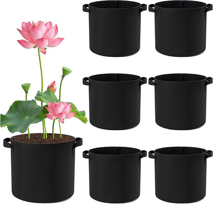4 Gallon Lily Plant Pots for Pond, 6 Pack Aquatic Planter Thickened Fabric Felt Pots with Handles, Durable Breathe Reusable Plant Grow Bag for Aquatic Plants, Flower, Carrot, Potato, Tomota