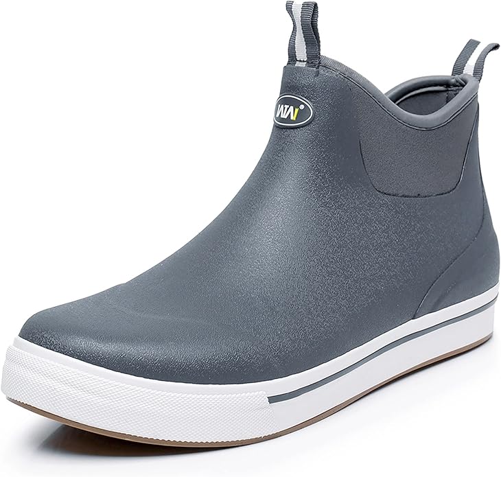 WTW Unisex Rain Boots for Men and Women Waterproof Rubber Fishing Deck Boots Neoprene Boots Slip on Ankle Garden Shoes
